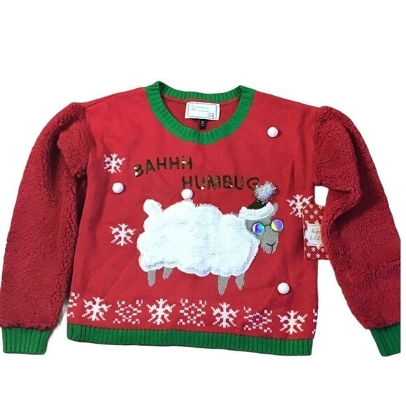 BAAAA HUMBUG Sheep Ugly Christmas Holiday Sweater - Picture 1 of 6
